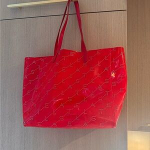 Stella McCartney Red Tote Bag with Silver Accents